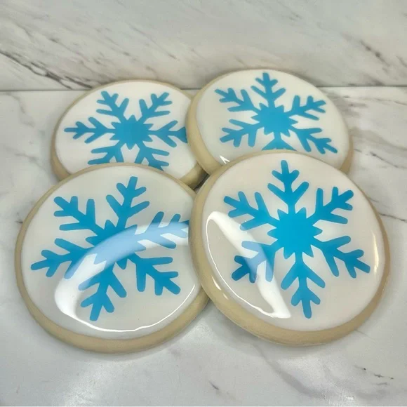 Snowflake Sugar Cookie Coasters - Handmade – Set of 4 - Picture 4 of 9